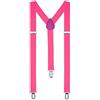 Boolavard Bretelle Uomo Donna Unisex forma a Y regolabile ed elastico per i pantaloni molto forti Clip vari colori (Rosa)
