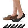 CLOSEMATE 6 Paia Calze Fantasmini Uomo in Cotone Estive Invisibili con Silicone Antiscivolo Taglio Basso per Mocassini e Loafer Nero Bianco