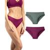 Risalti Slip Donna Pizzo Microfibra Costina 2 Pz - Set Mutande Donna Pizzo Elasticizzate, Mutande Senza Cuciture ed Etichette, Slip Intimo Traspirante più Morbido del Cotone - Made in Italy
