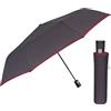 PERLETTI Ombrello Pieghevole Antivento Uomo Automatico - Ombrello Piccolo Classico Tascabile Tinta Unita - Ombrello Resistente Pioggia Portatile da Zaino - Diametro 96 cm (Grigio Bordo Rosso)