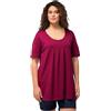 Ulla Popken Maglietta da Donna, con Pieghe Decorative, Linea A, Girocollo, Maniche Corte, Modello Theodore River, Colore di Ricambio, 50/52