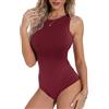PrinStory Body da donna senza maniche con scollo rotondo, Rosso vinaccia, XL