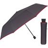 PERLETTI Ombrello Pieghevole Antivento Uomo - Ombrello Compatto Leggero da Viaggio con Apertura Manuale - Ombrello Piccolo Resistente Tascabile Classico Uomini - Diametro 97 cm (Grigio Bordo Rosso)