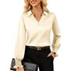 GRACE KARIN Camicetta da donna in raso, a maniche lunghe, per feste, per ufficio, per feste, formali, albicocca, S