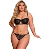 ohyeahlady Taglie Forti Completo Intimo Donna Spalline Regolabili Reggiseno Pizzo Push Up Tanga Vita Bassa Perizoma Traspiranti Slip Elastico Bikini Indumenti Notte Set Lingerie Curvy Nero,S