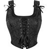 Wikoan Corsetto da Donna Top in Stile Gotico Bustino in Stile Principessa,Nero-Rosa,S