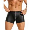 comeondear Boxer Uomo Pelle PU Mutande Vita Bassa Sexy Tanga Taglie Forti Intimo Elastici Slip Uomini Biancheria Intima Maschile Perizoma Boxer Shorts Pantaloncini Traspiranti Underwear Nero,M