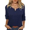 Terecey Maglietta Henley Donna Maniche Lunghe Camicetta Elegante e Comoda Scollo a V Maglia Morbida Traspirante Top Casual per Autunno e Inverno