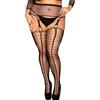 ohyeahlady Collant Donna Aperti Sul Cavallo Elasticizzato Taglie Forti Calze Fantasia Lunghe per Reggicalze Elastiche Rete Stockings Fishnet Buco Centrale Calzamaglie Elastico Nero,3XL-5XL