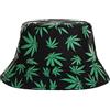 Brandsseller Cappello da sole Cannabis Design Cappello da pescatore estivo da viaggio, 100% cotone, nero-verde, Taglia unica