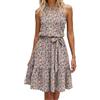 Zeagoo Abiti Estivi da Donna Scollo a V Senza Maniche Vestito Elegante Abito Casual Floreale Vestiti Casual Abiti Estivi con Tasche Blu XXL