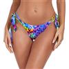 RELLECIGA Moda Mare Donna Slip Bikini Regolabile con Lacci Tanga Thong Bottom Nero S