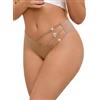 ohyeahlady Senza Cuciture Perizoma Donna con Strass Taglie Forti Slip Brasiliana Traspiranti G-String a Vita Bassa Elasticizzata Mutandine Filo Elastico Invisibile Bikini Thong Underwear Chiaro,L
