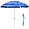 GIANTEX Ombrellone da Giardino Inclinabile da 220 cm con Ancoraggio, Portabicchieri e Borsa per il Trasporto, Parasole Rotondo per Spiaggio Giardino（blu）
