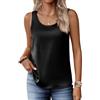 Zeagoo Top in Raso da Donna Elegante Canotta di Seta Basic Blusa con Scollo Rotondo Top Casual Senza Maniche Nero XS
