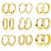 ALEXCRAFT Orecchini a Cerchio, Polsiere Auricolari e Intrecciati Donna, Spessi Vintage Ipoallergenici In Oro e Argento (9 Paia)