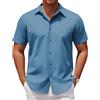 COOFANDY Camicia Uomo Manica Corta Estiva Camicia da Lavoro Casual Elegante Mode Camicie Formale con Bottoni Slim Fit Top Classiche Grigio Blu S