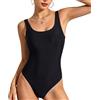 Aolso Costume da Bagno Intero Donna Scollo a U, Costume Intero Contenitivo Donna, Forti Pancia Piatta Modellante Push up Reggiseno Imbottito Mare Piscina Beachwear-Nero