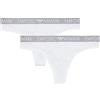 Emporio Armani Bi-Pack Thong Iconic Cotton, Biancheria Intima, Donna, Bianco (White/White), L