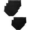 Marks & Spencer Mutande a Vita Alta in Cotone Lycra® e Pizzo - Confezione da 5 (Nero|38) da Donna Nero