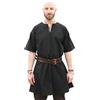 Battle-Merchant - Tunica Medievale a Maniche Corte Jasper da Uomo - Camicia vichinga - Vestizione Medievale - Medioevo, Larp, Nero, L