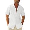 Runcati Camicia in Lino, da Uomo, Estiva, a Maniche Corte, per Il Tempo Libero, Estiva, da Spiaggia, da Lavoro, da Uomo, Verde Militare,Nero,M