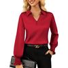 GRACE KARIN Camicetta da Donna in Raso, Top per Festa, Maniche Lunghe, Camicia da Ufficio per Lavoro, Grigio blu, L