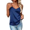 Zeagoo Top da Donna Elegante Satin Canotta Sottogiacca Tailleur Blusse in Raso con Scollo A V Senza Maniche Estivo Tops in Seta con Regolabili Basic Blu Reale XS