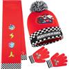 Super Mario Set Invernale Bambino, 2 Pz Berretto e Guanti o 3 Pz Set Guanti Cappello e Sciarpa Bambini, 6-14 Anni, Regalo Ragazzo (6-14 Anni, Rosso 3 Pezzi)