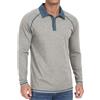 Sailwind Polo da uomo in cotone a maniche lunghe top casual alla moda camicie da golf raglan, Vg Grigio Chiaro, XL