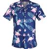 Aomig Funky Uomo Camicia Hawaiana，2 PZ Set da Uomo Hawaiano a Maniche Corte e Pantaloncini, Casual Maglietta Aloha con Stampa Fenicotteri, Hawaii Shirts per Le Vacanze in Spiaggia Estate Tropicale M