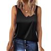 Zeagoo Canotta da donna in raso, senza maniche, basic cami, estiva, casual, con scollo a V, Nero , XL