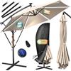KESSER® Ombrellone in Alluminio Ø 300cm, LED solare, incl. Copertura, Telecomando, Manovella, Funzione 360°, Protezione UV, Idrorepellente, Ombrellone da Giardino, Beige