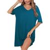 Irdcomps Camicia da Notte Donna Cotone Camicie Notte Donna Corta Sexy Maniche Corte Scollo a V Sleepwear per Casa e Casual Blu 3XL