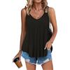Zeagoo Canotta Donna Estate Elegante Senza Maniche Camicette con Scollo a V Casual Camicia Top Basic Maglietta Tops T-Shirt Tunica Blusa Gilet Nero M