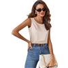 Zeagoo Top in Raso da Donna Elegante Canotta di Seta Basic Blusa con Scollo Rotondo Top Casual Senza Maniche Champagne XS