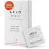LELO HEX Original PreservativiSottili Rinforzati, Leggermente lubrificati Condom, Preservativi con rilievi e nervature, Diametro 54 mm (Confezione da 12)