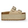 BOSANOVA Sandali bio-stile pala con plateau sparto XXL, due strisce frontali e dettagli di fibbie regolabili. Senza chiusura. Scarpe da donna, beige, 39 EU
