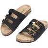 JOMIX Sandali Donna con 3 Fibbie Regolabili Ciabatte Estive Piatto Tomaia in Pelle Sintetica Sabots Comodo Suola Antiscivolo per All'aperto, WCX260442, Nero, 37 EU