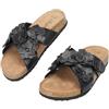JOMIX Mules Donna con Suola in Legno e Fiore Ciabatte da Mare Aperte Sandali Donna Estivi Comodi per Spiaggia e Vacanza (BLAK,36)
