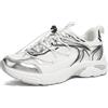 LUCKY STEP Scarpe Sportive Donna a Piattaforma, in Mesh con Lacci Regolabili, per Running, Palestra, Lavoro e Stile di Vita Casual e alla Moda (Bianco/Argento, 9US-39EU-6UK)