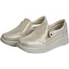 JOMIX Sneakers Sportive Donna Slip On Casual con Zeppa Suola Spessa Antiscivolo Scarpe Traspiranti Comode Leggera Fitness Gold 39