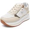 JOMIX Scarpe Donna Sneakers Lacci Zeppa con Zip Laterale Eleganti Antiscivolo Comode da Camminata WSC260025 (Oro,38)