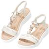JOMIX Sandali Donna Estive Bohemien Comodi da Scarpa Casual Eleganti Open Toe Antiscivolo Ciabatte Mules Zeppa Plateau con Strass Traspiranti WFF260358 (Beige,38)