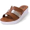 JOMIX Sandali Ciabatte Donna Estive con Zeppa,Senza Cinturino,Fasce Multiple Morbide,Plantare Ammortizzato,Suola Antiscivolo Leggera Flessibile,Made in Italy,Cuoio,37 EU
