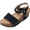 JOMIX Sandali Donna Estive Zeppa Alta Comode Eleganti Platform Plateau Tacco Largo Mare Spiaggia SD8196-1 (Nero, 38)