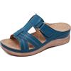 SMajong Ciabatte Donna Ortopedico Estive Moda Pantofole Donna Sandali Punta Aperta Con Zeppa Antiscivolo Scarpe Spiaggia Blu 43EU