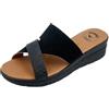 JOMIX Ciabatte Donna Estive con Zeppa a Fasce Incrociate,Eleganti Sandali Leggeri con Plantare Ammortizzato,Suola Antiscivolo Traspiranti per Casa Mare Spiaggia e Tempo Libero,Made in Italy,Nero,38 EU