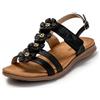 JOMIX Sandali Donna Estivi Comode Ciabatte Ragazze Spiaggia con Fibbia e Strappo Pantofole Slippers Eleganti da Mare con Fiori SD9356 (Nero,36)