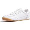 LUCKY STEP Scarpe Basse in Pelle per Donna - Sneakers alla Moda con Lacci, Scarpe Casual per Tennis e Uso Quotidiano (Blanc, 9US-39EU-6UK)